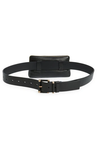 Erma Leather Bag Belt BLACK/WARM BRASS