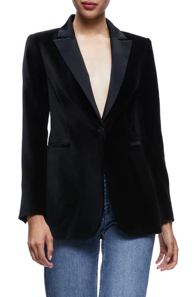 Shop Alice And Olivia Breann Velvet Tuxedo Jacket In Black