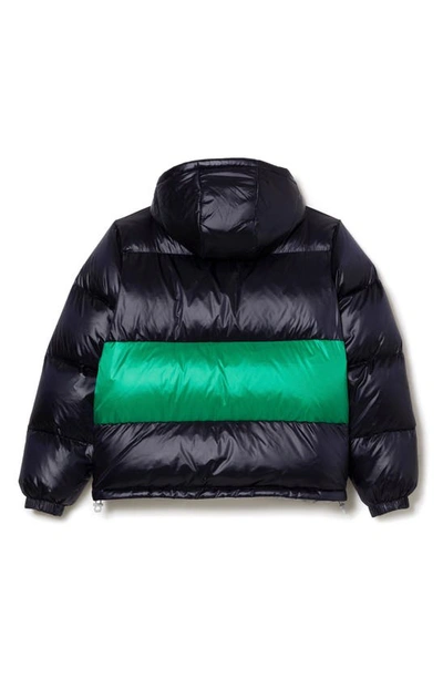 Shop Lacoste Reversible Hooded Puffer Jacket In Qiw Abimes/ Multico-nimbus