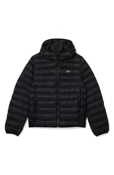 Shop Lacoste Quilted Puffer Coat In 031 Noir