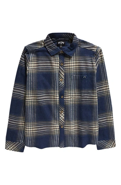 Shop Billabong Kids' Coastline Flannel Button-up Shirt In Dark Navy