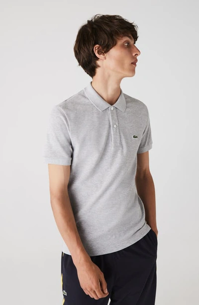 Shop Lacoste Slim Fit Piqué Polo In Silver Chine