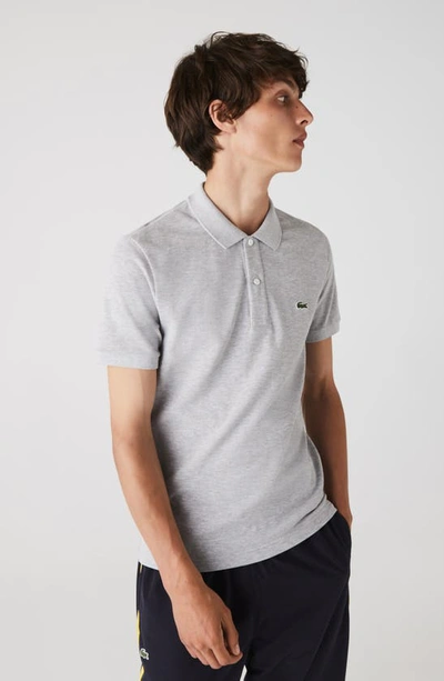 Lacoste Short-sleeved Polo Shirt In Silver Chine