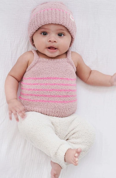 Shop 7 A.m. Enfant Stripe Chenille Recycled Polyester Tank Top & Cardigan Set In Ash Rose Vivid Pink