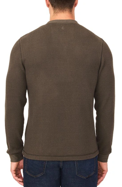 Rainforest The Fireside Waffle Knit Henley In Olive