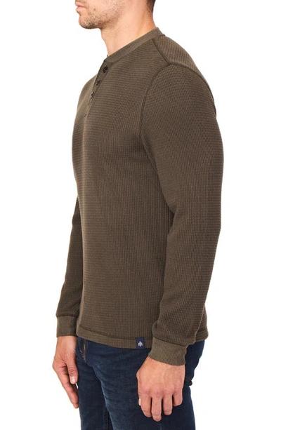 Rainforest The Fireside Waffle Knit Henley In Olive