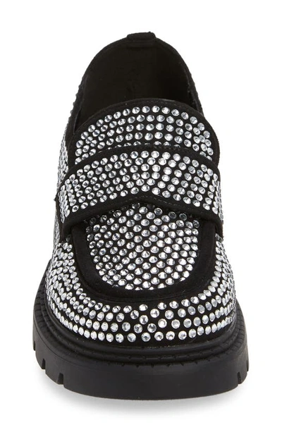 Shop Azalea Wang Hemmy Crystal Lug Sole Loafer In Black