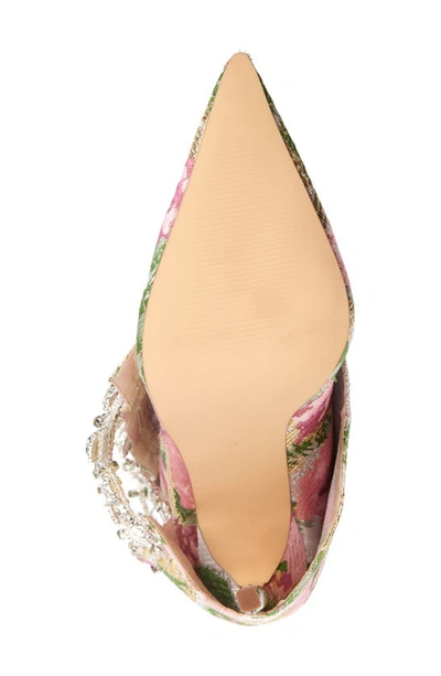 Shop Azalea Wang Tilley Floral Jacquard Pointed Toe Bootie In Pink Multi