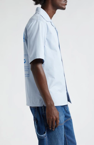 Shop Off-white On The Go Moon Short Sleeve Cotton Camp Shirt In Placid Blue