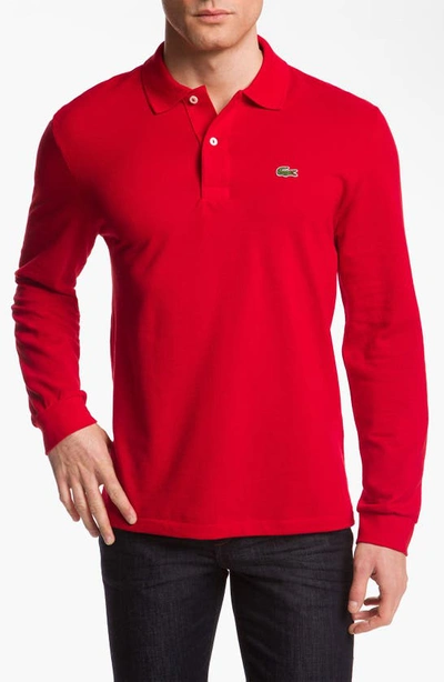 Shop Lacoste Regular Fit Long Sleeve Piqué Polo In Rouge