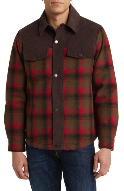 Shop Pendleton Timberline Plaid Wool Blend Shirt Jacket In Red/ Olive Plaid