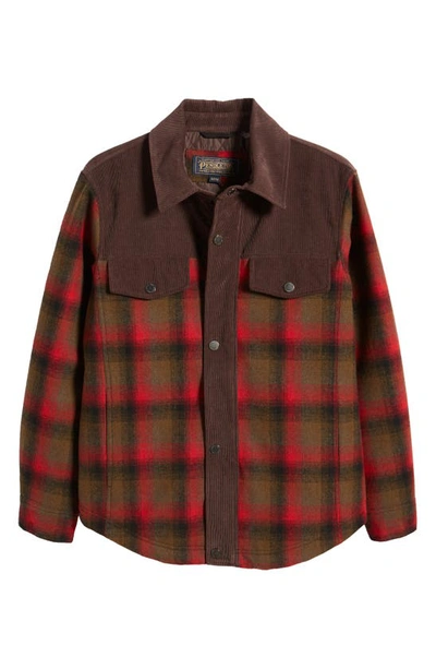 Shop Pendleton Timberline Plaid Wool Blend Shirt Jacket In Red/ Olive Plaid