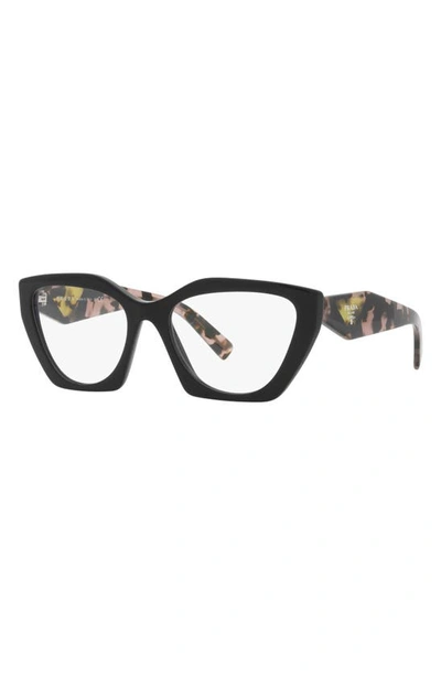 Prada 54mm Cat Eye Optical Glasses In Black
