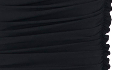 Shop Afrm Eterna Strapless Gathered Midi Dress In Noir