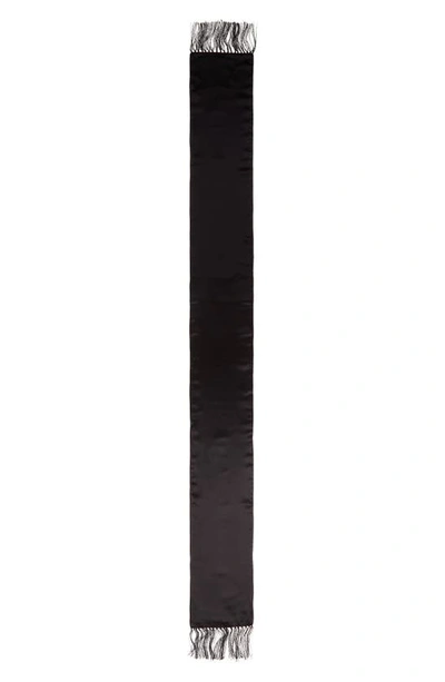 Tom Ford Fringe Satin Scarf In Black