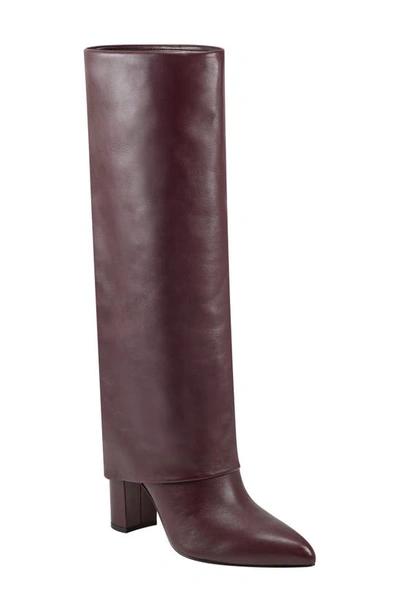 Shop Marc Fisher Ltd Leina Foldover Shaft Pointed Toe Knee High Boot In Dark Red 600