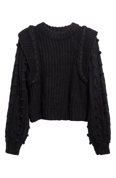 Shop Farm Rio Pompom Accent Mock Neck Sweater In Black
