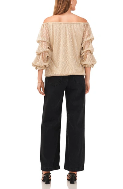 Shop Vince Camuto Off The Shoulder Bubble Sleeve Blouse In Gold