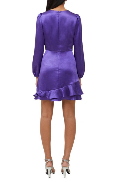 Shop French Connection Denney Long Sleeve Satin Cocktail Dress In Cobalt Violet
