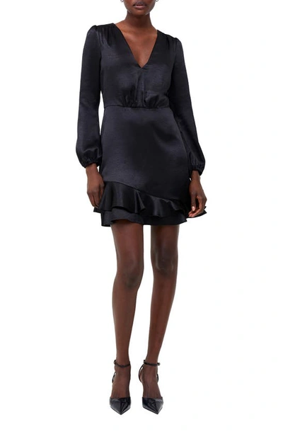 Shop French Connection Denney Long Sleeve Satin Cocktail Dress In Black