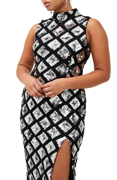 Shop French Connection Axel Sequin Embellished Cocktail Dress In Black/ Silver