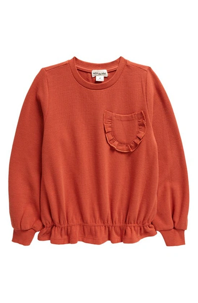 Shop Miles The Label Kids' Ruffle Organic Cotton Sweatshirt In Ora Orange
