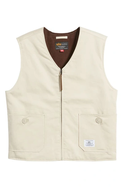 Shop Alpha Industries Deck Zip Vest In Limestone