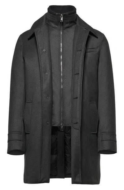 Shop Norwegian Wool Waterproof Virgin Wool & Silk Down Coat With Removable Bib In Dark Graphite