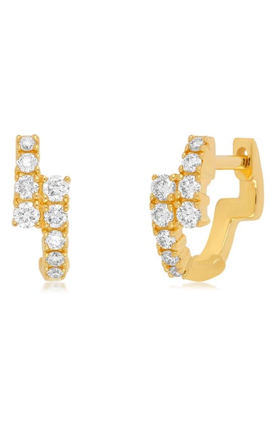 Shop Ef Collection Marley Diamond Huggie Hoop Earrings In 14k Yellow Gold