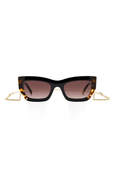 Shop Missoni 53mm Cat Eye Chain Sunglasses In Black Havana/ Brown Gradient
