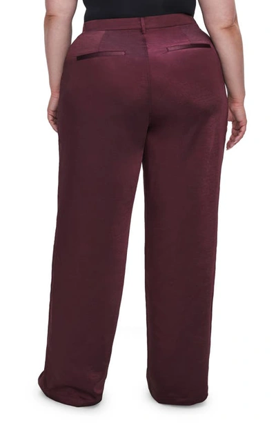 Shop Good American Washed Satin Straight Leg Pants In Malbec003