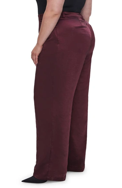 Shop Good American Washed Satin Straight Leg Pants In Malbec003