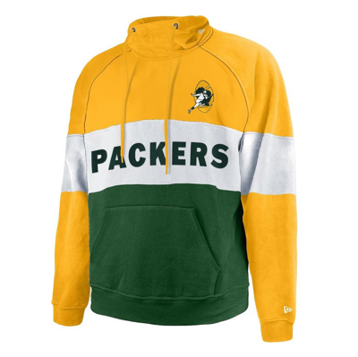 Shop New Era Green Green Bay Packers Big & Tall Throwback Colorblock Pullover Hoodie
