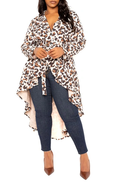 Shop Buxom Couture Animal Print Belted High-low Blazer In Multi