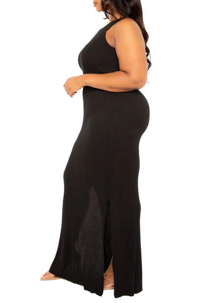 Shop Buxom Couture Ribbed Maxi Sweater Dress In Black