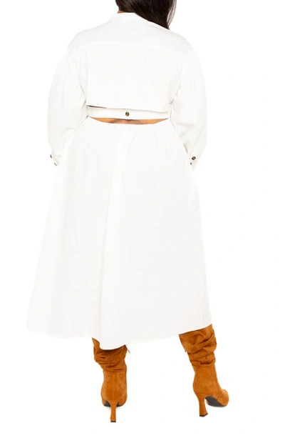 Shop Buxom Couture Back Waist Cutout Long Sleeve Midi Shirtdress In White