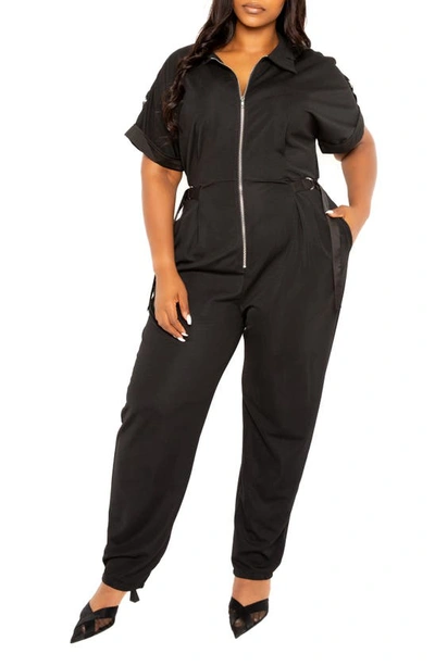 Shop Buxom Couture Buckle Detail Jumpsuit In Black