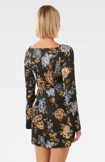 Shop Ever New Floral Print Long Sleeve Minidress In Blue Hastings Floral
