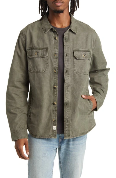 Shop Marine Layer Broken-in Canvas Button-up Overshirt In Vetiver