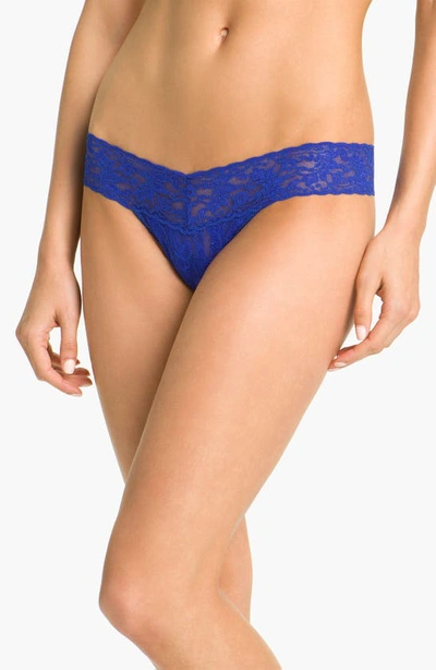 Shop Hanky Panky Signature Lace Low Rise Thong In Cobalt