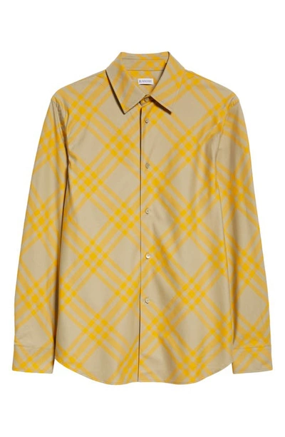 Shop Burberry Check Cotton Flannel Button-up Shirt In Hunter Ip Check