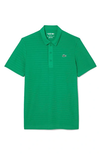 Shop Lacoste Jacquard Stripe Ultra Dry Performance Polo In Calathea