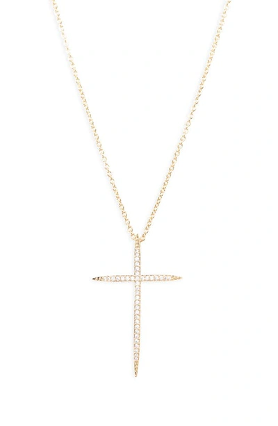 Shop Nadri Pavé Cubic Zirconia Cross Pendant Necklace In Gold