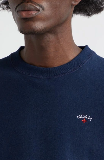 Shop Noah Core Logo Crewneck Sweatshirt In Navy