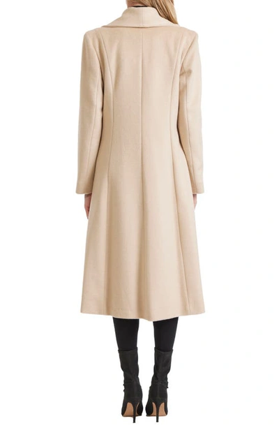 Sofia Cashmere Shawl Collar Camel Hair Princess Coat In Beige