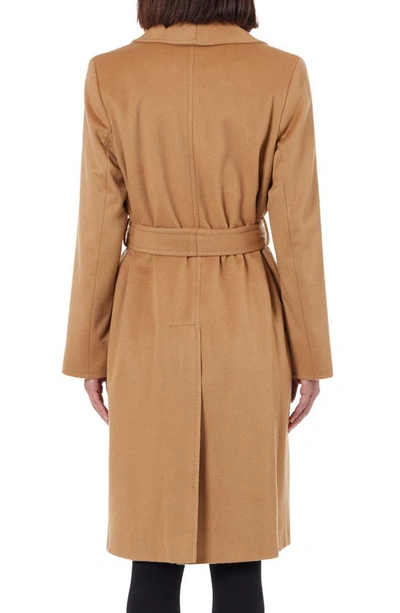 Sofia Cashmere Baby Camel Pick-stitched Wrap Coat In Camel