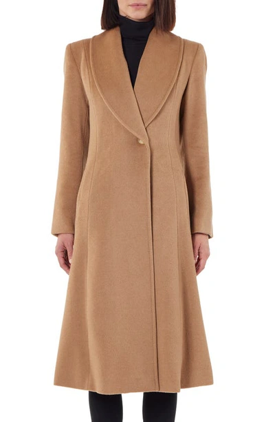 Sofia Cashmere Shawl Collar Camel Hair Princess Coat In Camel