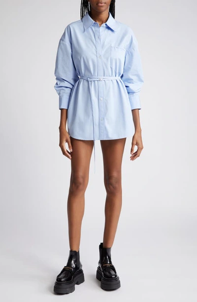 Shop Alexander Wang Long Sleeve Cotton Mini Shirtdress In 450 Oxford