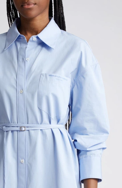 Shop Alexander Wang Long Sleeve Cotton Mini Shirtdress In 450 Oxford