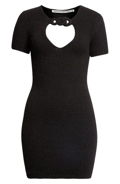 Shop Alexander Wang Chain Detail Alpaca Blend Mini Sweater Dress In 001 Black